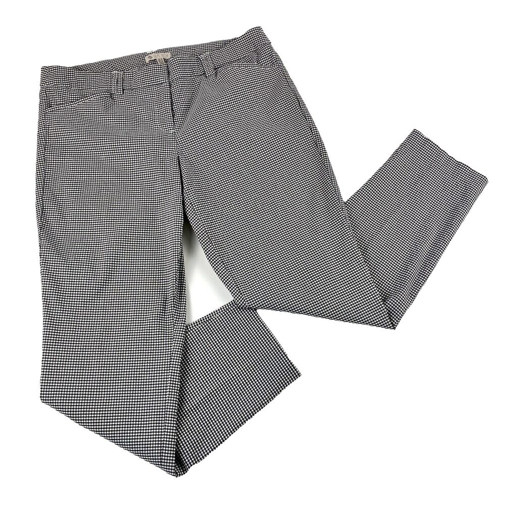 Lila Rose Womens Sz 10 Pants Black White Gingham Checkered Print Tapered Ankle